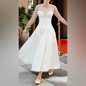 House of CB Lady Strapless Midi Dress white Small